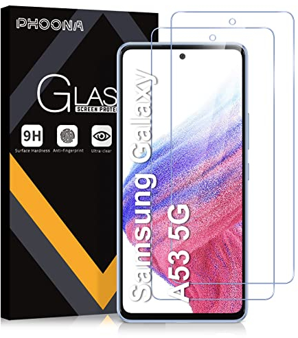 Phoona Verre Trempé pour Samsung Galaxy A53 5G/A52S 5G/A52, Lot de 2 Samsung Galaxy A53 protections d'écran, Dureté 9H Glass, Anti Rayures, Sans Bulles, Haute Définition(6,5 pouces)