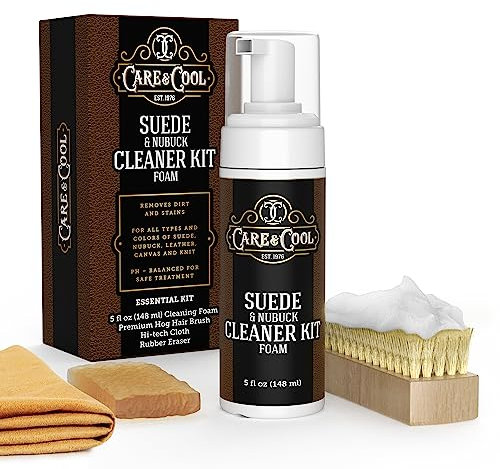 Care & Cool Suede and Nubuck Cleaner FOAM (5 oz) Restores Color & Vibrancy to Shoes, Boots, Clothes, and Furniture., Neutral, 5 fl oz