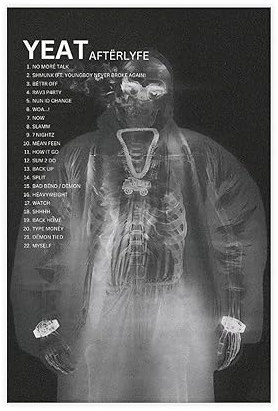 Yeat Poster Afterlyfe Albumcover Poster Leinwand Poster Wandkunst Dekor Druck Bild Gemälde für Wohnzimmer Schlafzimmer Dekoration 20 x 30 cm