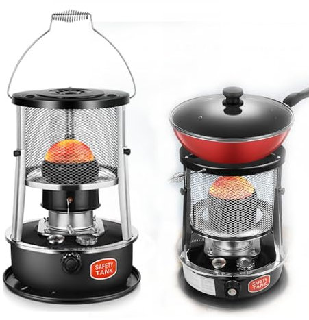 Kompakter Kerosin-Ofen for den Innenbereich, nicht elektrische Heizung, Camping-Heizung, tragbarer Kerosin-Ofen, multifunktionale, effiziente Heizgeräte, ideal for Camping im Freien ( Color : Svart )