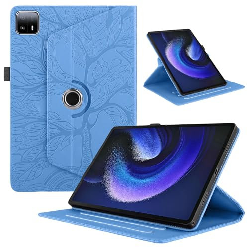 TEDTIKJT Cover para Xiaomi Pad 6 MAX 14 14 Pulgadas 2023 Funda PU Cuero Flip Tabletas Case Protectora 360°Carcasa Giratoria de ángulo Múltiple Stand Función para Xiaomi Pad 6 MAX 14, Azul Árboles