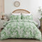 Green Leaves Duvet Cover 3PCS Botanical Reversible Bedding Set Soft Microfiber Bedding Cover with Pillow Cases (King, 230x220cm)