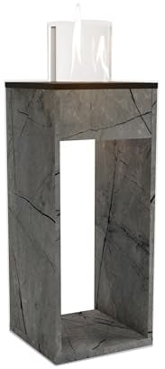 GLOW FIRE Ethanol Kamin Emma Concept L (Standkamin) - Bioethanol Kaminofen für Indoor mit Holz-Fassade, 4 h Brenndauer, über 2kW Heizleistung, 32 x 80 x 32 cm - Marmor