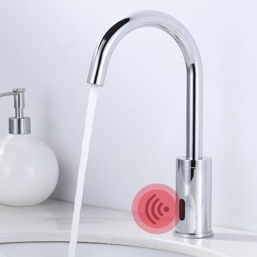 iVIGA Wasserhahn Sensor:Badarmatur Infrarot Sensor für Küche Badezimmer - Wasserhahn Bad Automatisch mit Steuerkasten Temperatur Mischer(Chrome)