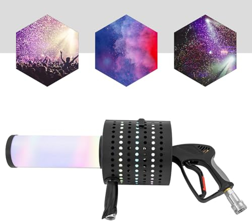 Konfetti Maschinen, Konfetti Kanone mit Akku und Ladegerät, Handkanone, LED, farbig, CO2-Sprühen, für Disco,Wedding, Stage Effect