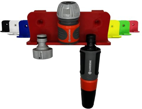 Wandhalterung für Gardena Adapter, Geräte, Spritzen, Schläuche usw. (Rot)