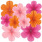 SUNBEAUTY 9 PCS Pink and Orange Party Decorations Pink Party Decorations Paper Fans Party Decorations Sunset Party Decorations Flower Party Decorations Paper Flowers Girls Orange Decorations for Wall