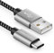 deleyCON 3,0m Nylon Cable USB-C Cable de Carga Cable de Datos USB Tipo C Enchufe Metálico Carga y Sincroniza Teléfonos Móviles y Smartphones
