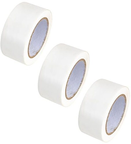 GTSE 50mm x 33m, White, PVC Vinyl Floor Tape, 3 Rolls, Safety Marking Tape, 0.15mm Thick, Suitable for Dance Floors, Gyms, Warehouse, Sports Industry