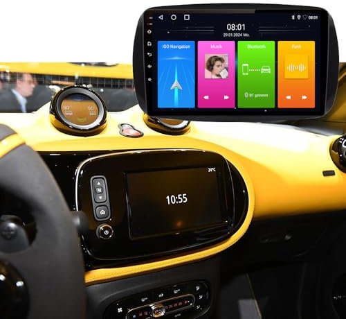 9 HD Android Auto GPS Radio Navigator Carplay Replacement for Smart Forfour 4 Schrägheck 453 Smart Fortwo II Cabriolet Coupe 453 OEM A4539008502 mit GPS Bluetooth FM USB WiFi DVR RDS TPMS SWC DAB