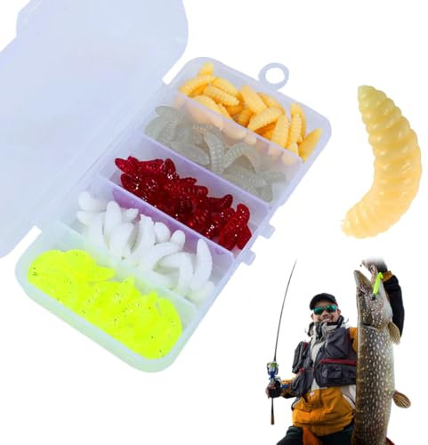 225 Stück Künstlicher Wurm, Künstliche Köder Würmer Fisch, Kunstköder Spinner Angel Köder Box Set Wurm Angelköder Wurm-Angelköder für Salzwasser und Süßwasser