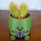 Qingsi Happy Face Planter 4 Inches Plastic Plant Pot Handmade 3D Printed Cute Guitar Pals Self Watering Plant Pot with Drainage Holes for Indoor Outdoor Succulent Pot Funny Flower Pot Dark Green