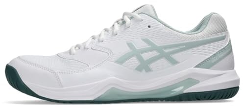 Asics Men's Gel-Dedicate 8 Tennis Shoes, White/Cold Moss, 9