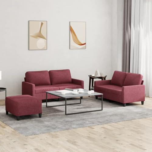 ZQQLVOO 3-Sitzer Sofa Garnitur mit Hocker, Langlebige Stoff Couchgarnitur für Wohnzimmer, Bequemes Polstersofa mit Robustem Holz-Metall Gestell, Atmungsaktiv, Grau
