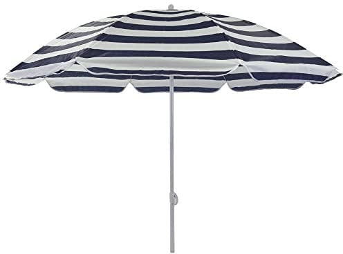 WEBMARKETPOINT Ombrellone Spiaggia Diametro cm 180 Colore Blu e Bianco Custodia a Tracolla