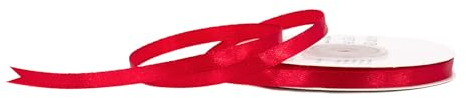 Satinband 6mm x 25m Rolle - FARBAUSWAHL in 3/6/12/18/25/38/50/75/100mm - farbecht & waschbar - Schleifenband für Hochzeit - Geschenkband zum Verpacken Dekorieren Basteln - Rot 250