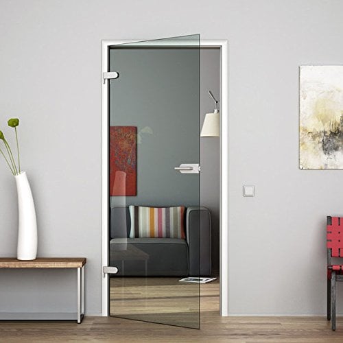 Glastür Ganzglastür Drehtür aus ESG-Glas LEVIDOR ® in Klarglas 959x1972 mm (BxH) für Studio Griff und Studio Bänder, also Studio/Studio Bohrlöcher. Sehr hochwertige Qualität Made in Germany vom deutschen Hersteller Levidor