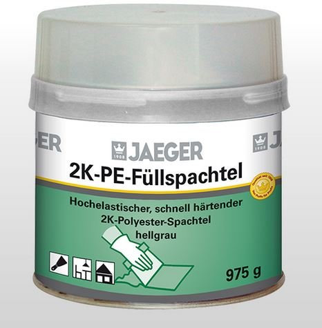 Jaeger Füllspachtel, 2-Komponenten Polyesterspachtel, hellgrau 1000g
