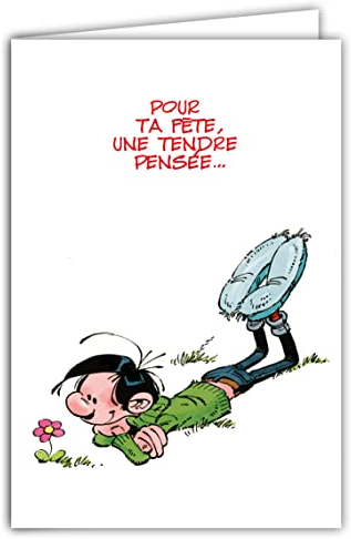 Gaston Lagaffe glct-0129 Karte Bonne fête mit Motive Blumenstrauß/Einen Gedanken/Bisous