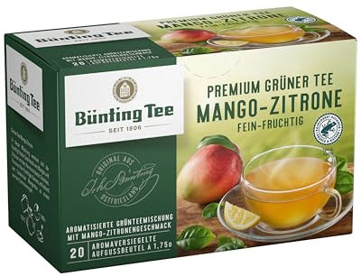 Bünting Tee Premium Grüner Tee Mango-Zitrone, 6er Pack (6 x 35 g)