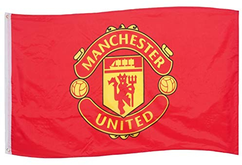 Manchester United FC - Bandera Oficial - 150 x 90 cm - Rojo con Ojales