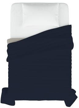 Elegant Sommer Steppdecke dunkel blau/hell grau, 100% Mikrofaser, 170x270cm