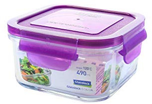GLASSLOCK Vorratsbehälter quadratisch, Color Line, 490ml (MCSB-049-COPU)