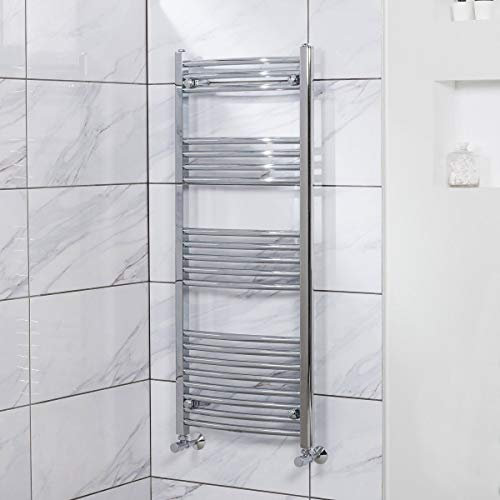 NRG Curved Heated Towel Rail Radiator Bathroom Central Heating Ladder Warmer Rad 1200x500mm Chrome