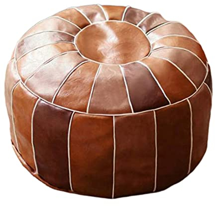 Fenteer PU- marokkanischen Pouf Cover Hassock Storage Ottoman Fußstütze Abdeckung Bohemian Home Decor Aufenthaltsraum Schlafzimmer, runden