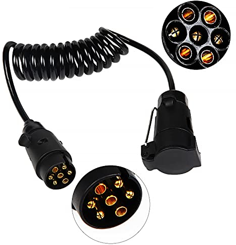 EXLECO Câbles d'extension pour remorques 7-7Pin 2M Câblage Prise Caravane Rallonge Spirale câble pour véhicules