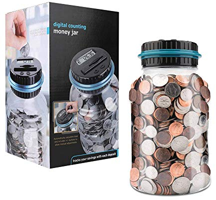 Vegena Geld Sparen Box Gigital, Automatische Münzzähler Spardose mit LCD-Display, Münze Zählwerk Münze Bank Digitale Münze Zählen Große Kapazität für Erwachsene (Euro)