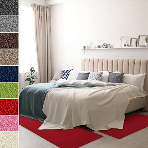 Floordirekt Velours-Bettumrandung Dynasty - Bettvorleger Teppichläufer - 3-teiliges Läufer-Set in 3 Größen (B: 80 cm | L: 1 x 300 cm + 2 x 150 cm, Rot)