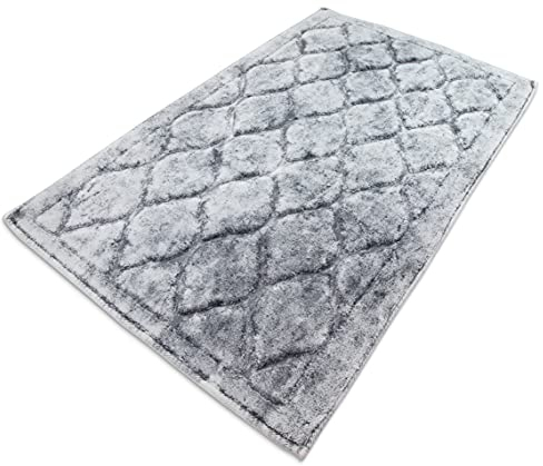 MeralHome Badezimmerteppich grau groß 70 x 120 cm, weich rutschfest waschbar Badematte, Badteppich für Badezimmer, Badvorleger für Bad und Toilette