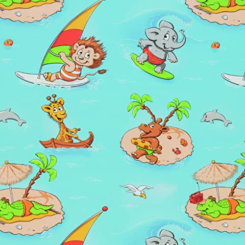 STAR Geschenkpapier 70cm x 2m Rolle Kinder Afrika Tiere am Meer