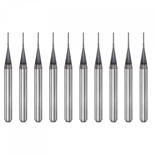 sourcing map End Mill CNC Router Bits, 0.5mm x 4mm 1/8 Shank Diamond Film Coated Carbide Engraving Bit Milling Cutter Left Hand for PCB Plastic Fiber Wood 10pcs