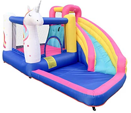 Decorsure Bounce House, Inflatable Jump Castle with Air Blower, Blow-up Castle with Slide, Children Backyard Bouncy Castle