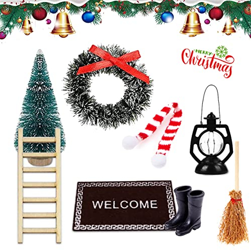 Wichteltür Set, 8 Stück Wichtel Zubehör, Wichtelhaus Weihnachtsdeko, Nissedor Weihnachtsdeko für Kinderzimmer für Outdoor Indoor Weihnachtstür Dekor