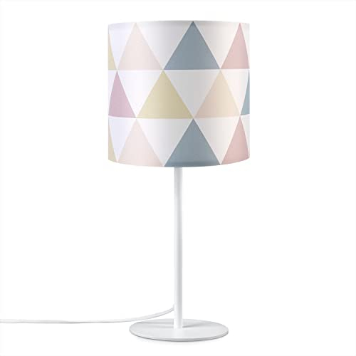 Paco Home Wandleuchte Stofflampenschirm Tischlampe Nachttischlampe Schlafzimmer E14 Vintage Retro Mit Schalter Up & Down, Farbe:Design 2 (Ø18 cm), Leuchtenart/Farbe:Tischleuchte - Weiß