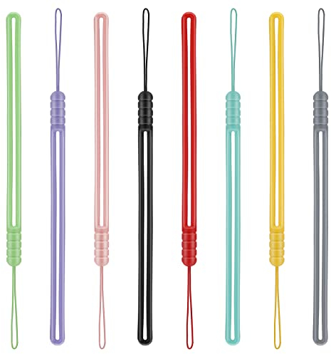 COBEE Silicone Sling, 8 Pcs Wrist Lanyards Assorted Color Phone Lanyard Straps Hand for USB Flash Drives, Wallet, Mp3, Mp4, Mini Cameras, Mobile Phones, 14.5+5cm/5.7+1.96inch