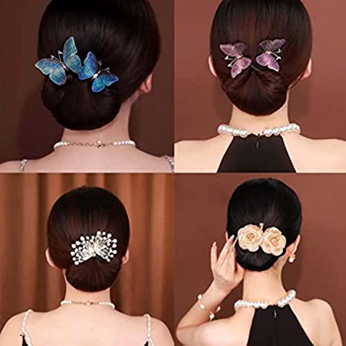 4PCS Ins Style Elegant Lazy Hair Curler, Ins Style Satin Rose Hair Claw, Damen Hair Styling Tool Donut Hair Bun Maker, Haarknotenmacher Magic Haarwerkzeug, Haarknotenmacher Deft Dutt Donut Maker