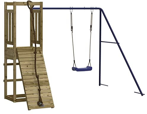 vidaXL Spielturm, Klettergerüst mit Kletterwand Schaukel, Kinder Kletterturm, Spiel-Zubehör für Garten, Holz Spielplatz Spielhaus, Imprägniertes Kiefernholz