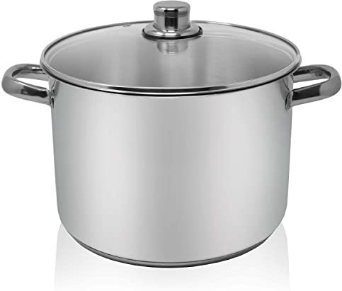 Krüger Edelstahl-Allzwecktopf - Kochtopf mit Deckel zum Sichtkochen - energiesparender Kapselboden - ideal für Feste, Partys und den alltäglichen Gebrauch (Allzwecktopf - 12 Liter)