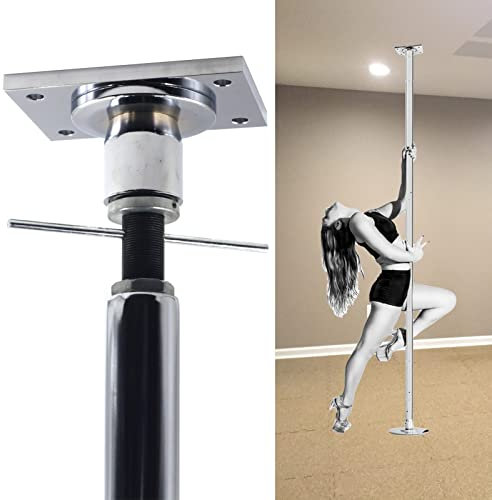 Profi Tanzstange poledance stange indoor Permanente Tanzstange mit fester Platte, rotierende statische Tanzstange für zu Hause, 7,3 Fuß bis 12,5 Fuß Tanzstange mit Deckenhalterung und Verlängerungszub