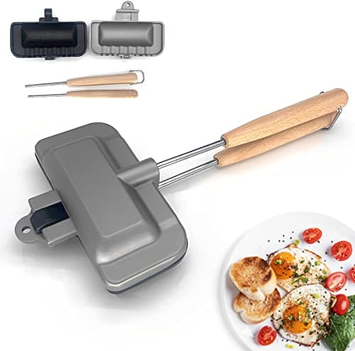 Hot Sandwich Maker Non-Stick Double-Sided Sandwich Baking Pan Hot Dog Toaster with Heat-Resistant Handles toastie maker deep fill Sandwich Maker for Breakfast Home Outdoors Camping