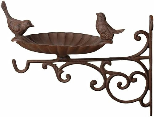 Aggloz | AG163 Bird Bath/Feeder with Wall Bracket-Brown,23.6 x 28.1 x 23.4 cm | Bird Attraction (AG163 Bird Bath)