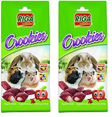 Riga - Crookies à la Pomme - Biscuits Croustillants pour Lapins Nains, Cochons d'Inde et Petits Rongeurs - Riche en Vitamines et Oméga 3-50 g (Lot de 2)