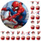 25er Set Kuchendeko,Essbarer Tortenaufleger + 24 Cupcake Toppers,Carton Tortendeko Geburtstag, Tortenbilder Essbar Foto Rund 21 cm