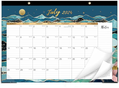 Tischkalender 2025 – Calenndar 2025, JAN.2025 – DEC. 2025, großer Tischkalender 2025, 42,7 x 30,5 cm, Schreibtischkalender mit linierten Blöcken, Premium-Papier, Schnittlinie, Eckenschutz