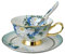 HUAMu Ensemble tasse et soucoupe de style européen en porcelaine anglaise pour le thé, le café, le petit-déjeuner et la cuisine - Fleurs violettes (bleu)