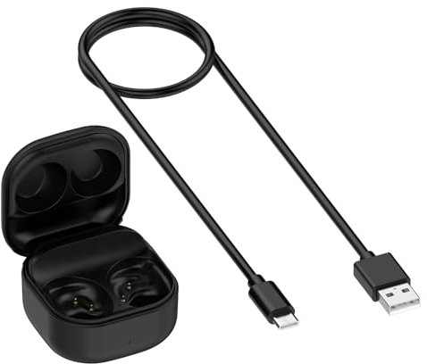 Estuche Cargador para Samsung Galaxy Buds FE (SM-R400), Estuche Cargador para Auriculares Inalámbricos de Repuesto, Carga por Cable e Inalámbrica, Auriculares NO Incluidos (Negro)